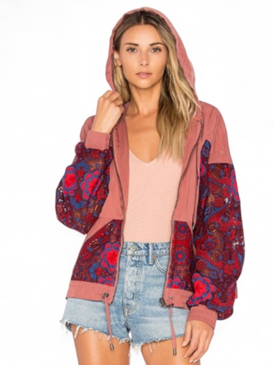 Free People Jackets & Blazers - Free People Magpie Jacket Oversized Embroidered Lace Hoodie Boho EUC